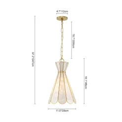 Sculptural Bloom 1-Light Brass Capiz Shell Glass Pendant
