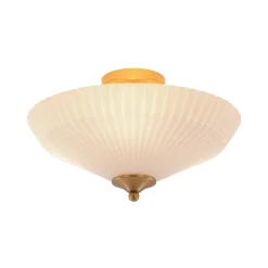 Sculptural Shine Opal Glass Pleated Cone Semi Flush Mount