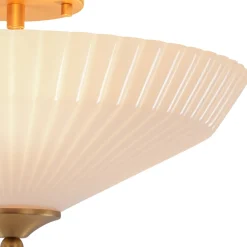 Sculptural Shine Opal Glass Pleated Cone Semi Flush Mount