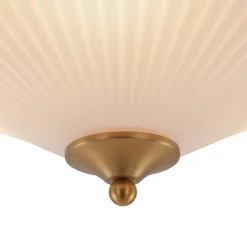 Sculptural Shine Opal Glass Pleated Cone Semi Flush Mount