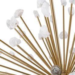 Sculptural Sunburst Bloom Frosted Quartz Dandelion Chandelier