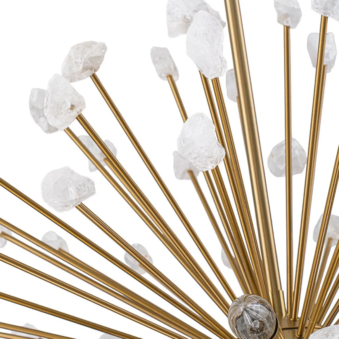 Sculptural Sunburst Bloom Frosted Quartz Dandelion Chandelier