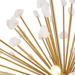Sculptural Sunburst Bloom Frosted Quartz Dandelion Chandelier