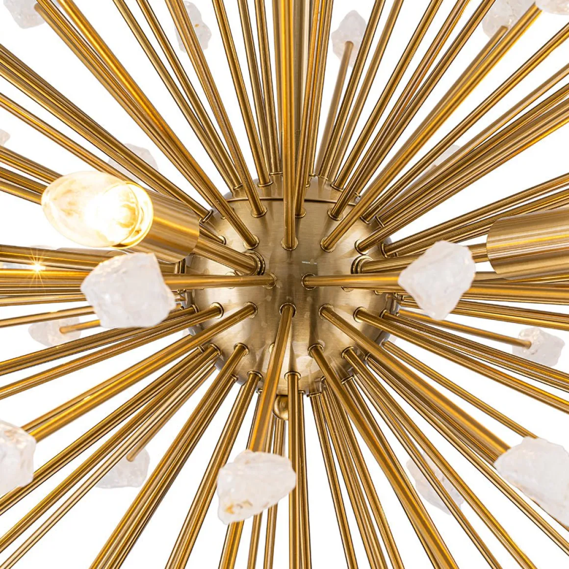 Sculptural Sunburst Bloom Frosted Quartz Dandelion Chandelier