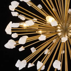 Sculptural Sunburst Bloom Frosted Quartz Dandelion Chandelier