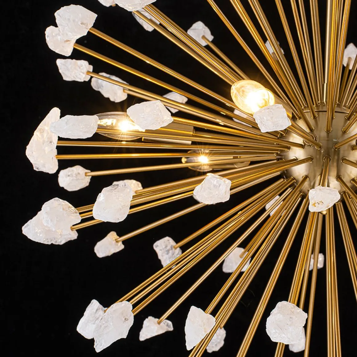 Sculptural Sunburst Bloom Frosted Quartz Dandelion Chandelier