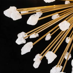 Sculptural Sunburst Bloom Frosted Quartz Dandelion Chandelier