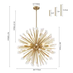 Sculptural Sunburst Bloom Frosted Quartz Dandelion Chandelier