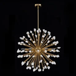 Sculptural Sunburst Bloom Frosted Quartz Dandelion Chandelier