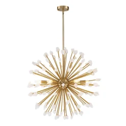 Sculptural Sunburst Bloom Frosted Quartz Dandelion Chandelier