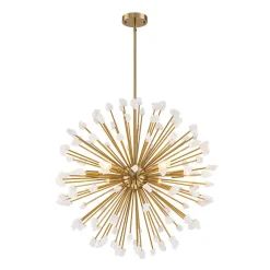 Sculptural Sunburst Bloom Frosted Quartz Dandelion Chandelier
