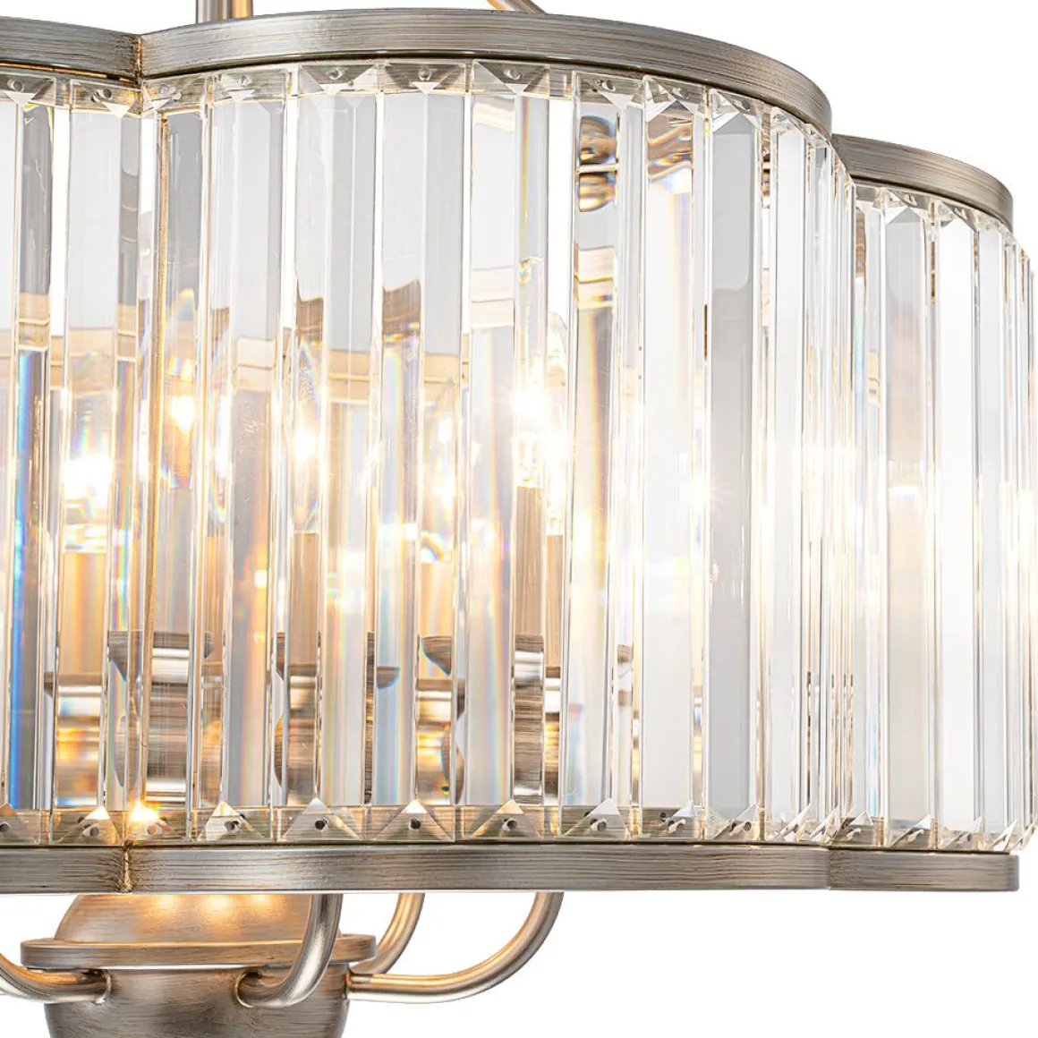 Shabby Chic Antique Silver Crystal Cage Pendant Light