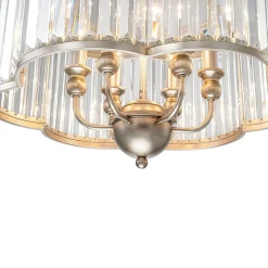 Shabby Chic Antique Silver Crystal Cage Pendant Light