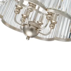 Shabby Chic Antique Silver Crystal Cage Pendant Light