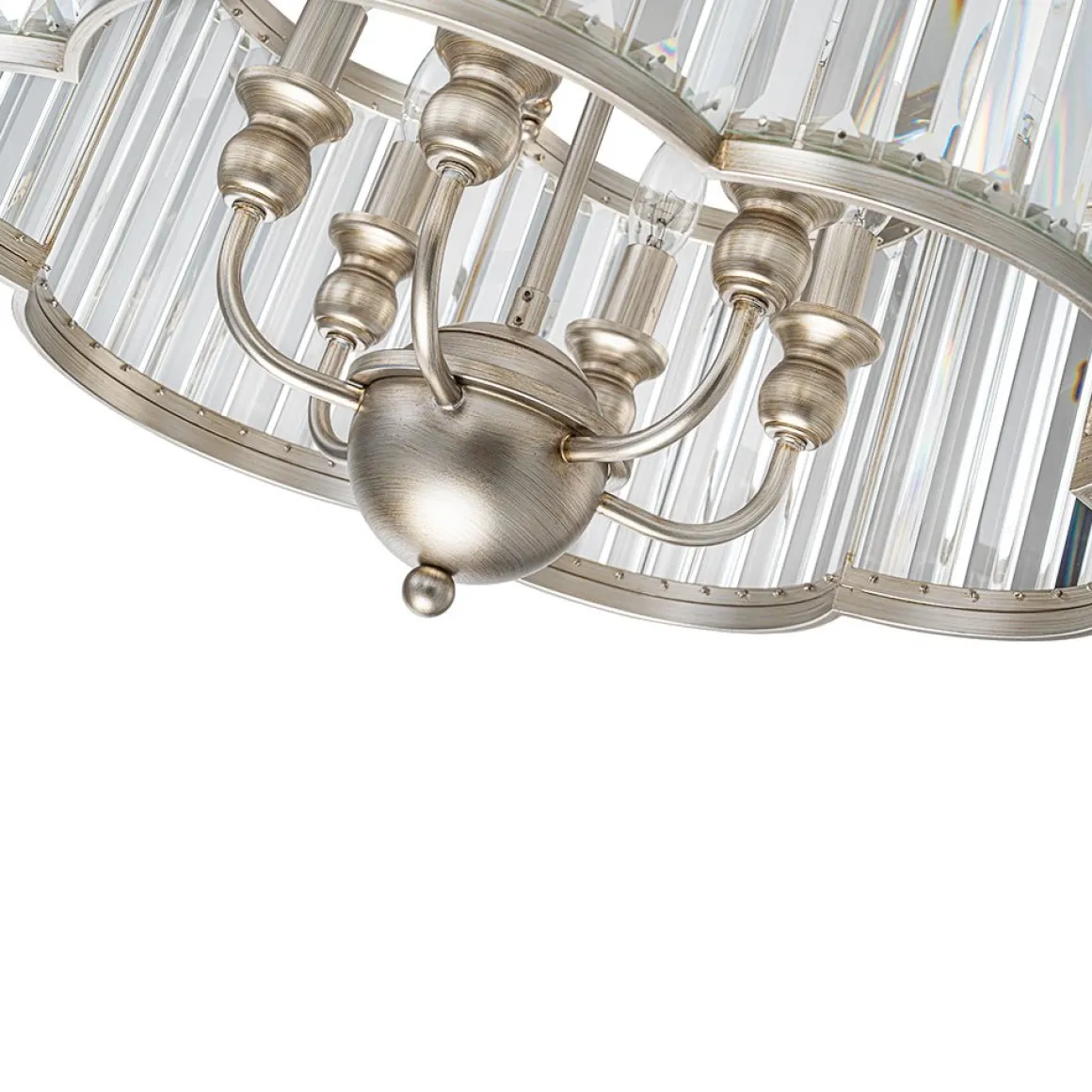 Shabby Chic Antique Silver Crystal Cage Pendant Light