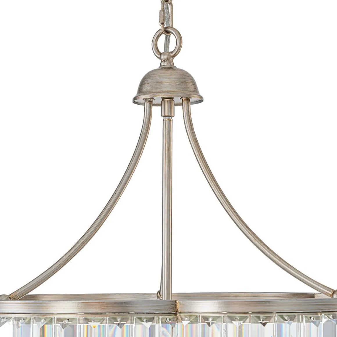 Shabby Chic Antique Silver Crystal Cage Pendant Light