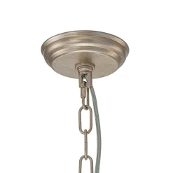 Shabby Chic Antique Silver Crystal Cage Pendant Light