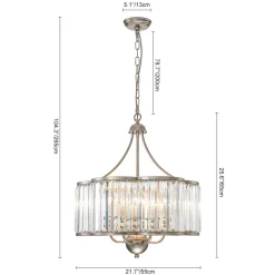 Shabby Chic Antique Silver Crystal Cage Pendant Light