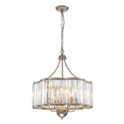 Shabby Chic Antique Silver Crystal Cage Pendant Light
