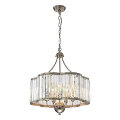 Shabby Chic Antique Silver Crystal Cage Pendant Light