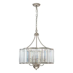 Shabby Chic Antique Silver Crystal Cage Pendant Light
