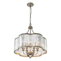 Shabby Chic Antique Silver Crystal Cage Pendant Light