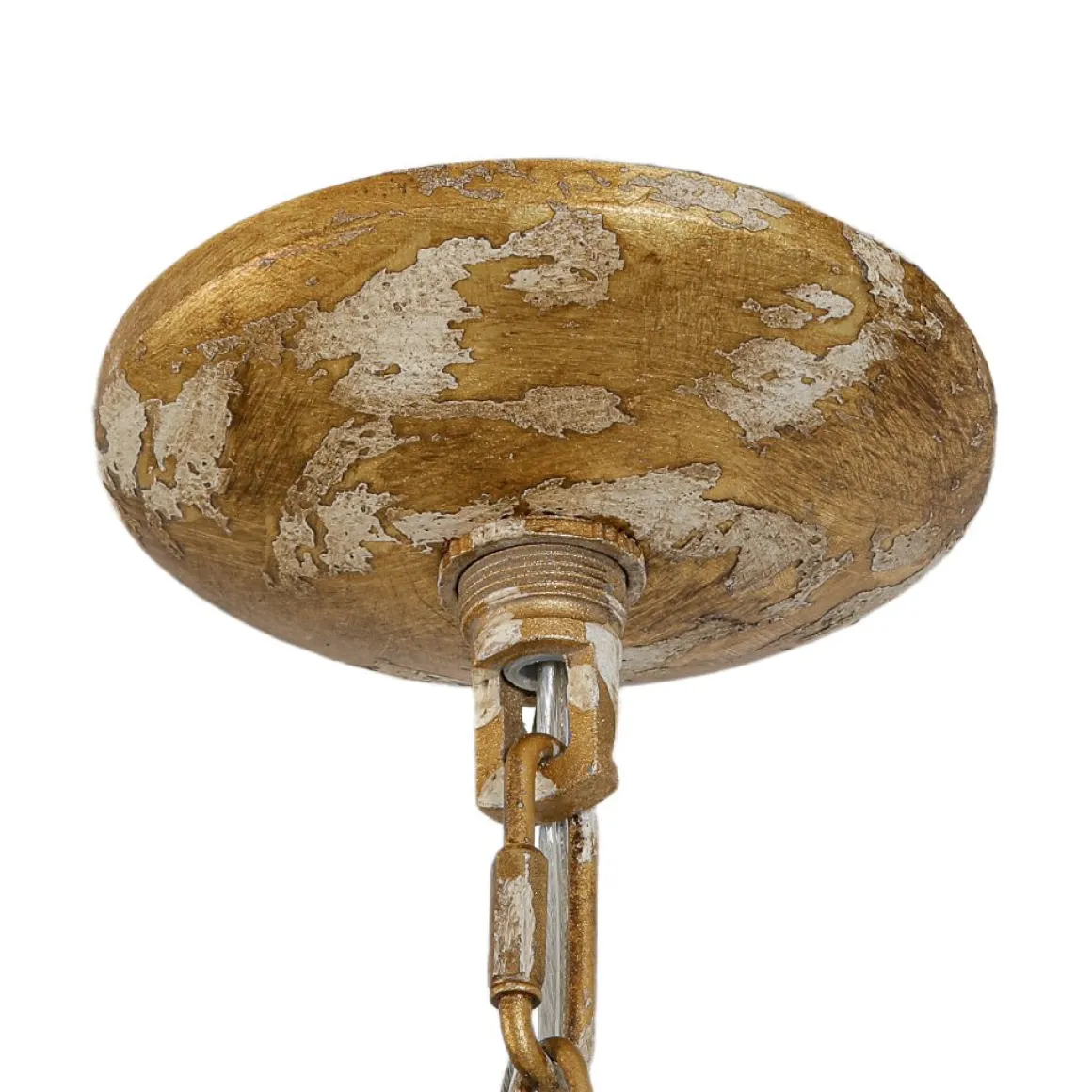 Shabby Chic Distressed Gilded Patina Teal Dome Pendant Light