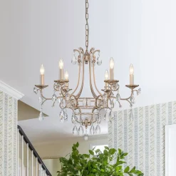 Shabby Chic 6-Light Crystal Empire Candle Chandelier
