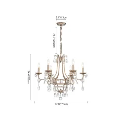 Shabby Chic 6-Light Crystal Empire Candle Chandelier