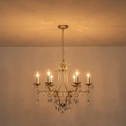 Shabby Chic 6-Light Crystal Empire Candle Chandelier