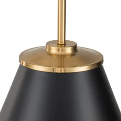 Shaker Brass Black 1-Light Metal Conical Kitchen Pendant