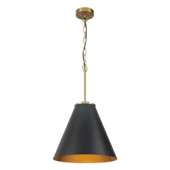 Shaker Brass Black 1-Light Metal Conical Kitchen Pendant