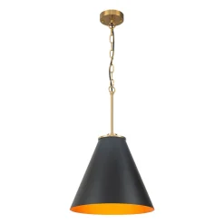 Shaker Brass Black 1-Light Metal Conical Kitchen Pendant
