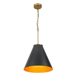 Shaker Brass Black 1-Light Metal Conical Kitchen Pendant