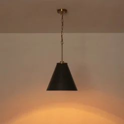 Shaker Brass Black 1-Light Metal Conical Kitchen Pendant