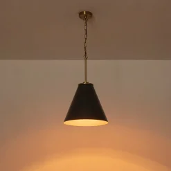 Shaker Brass Black 1-Light Metal Conical Kitchen Pendant