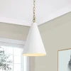 Shaker 1-Light Brass White Iron Conical Kitchen Pendant