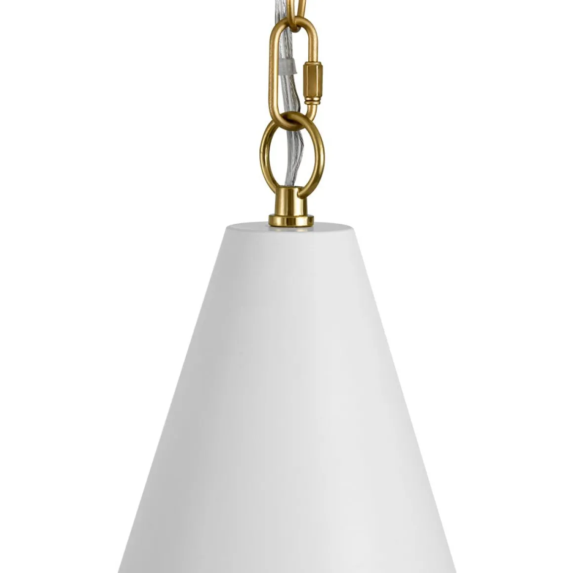 Shaker 1-Light Brass White Iron Conical Kitchen Pendant