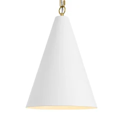 Shaker 1-Light Brass White Iron Conical Kitchen Pendant