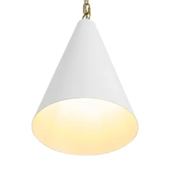 Shaker 1-Light Brass White Iron Conical Kitchen Pendant