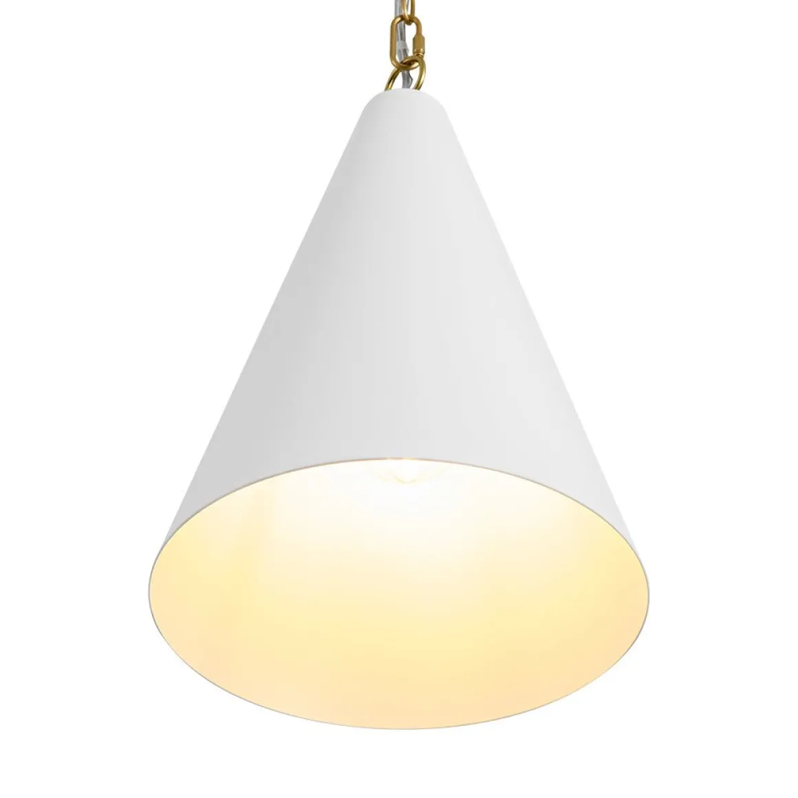 Shaker 1-Light Brass White Iron Conical Kitchen Pendant