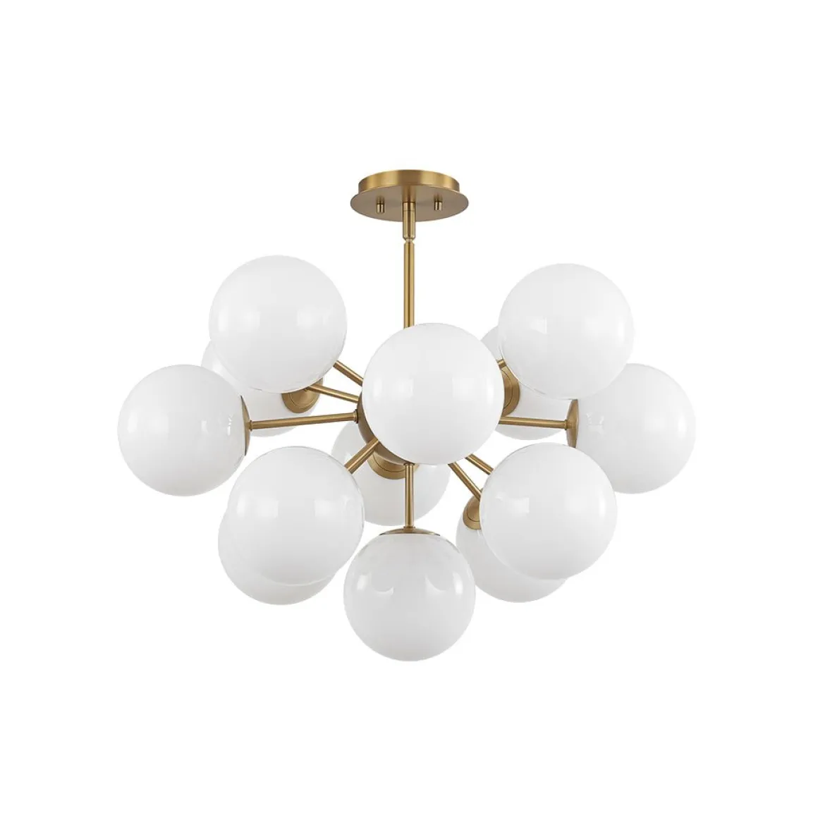 Shine Lustre Opal Glass Bubble Sputnik Semi Flush Chandelier