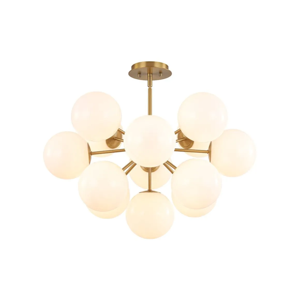 Shine Lustre Opal Glass Bubble Sputnik Semi Flush Chandelier