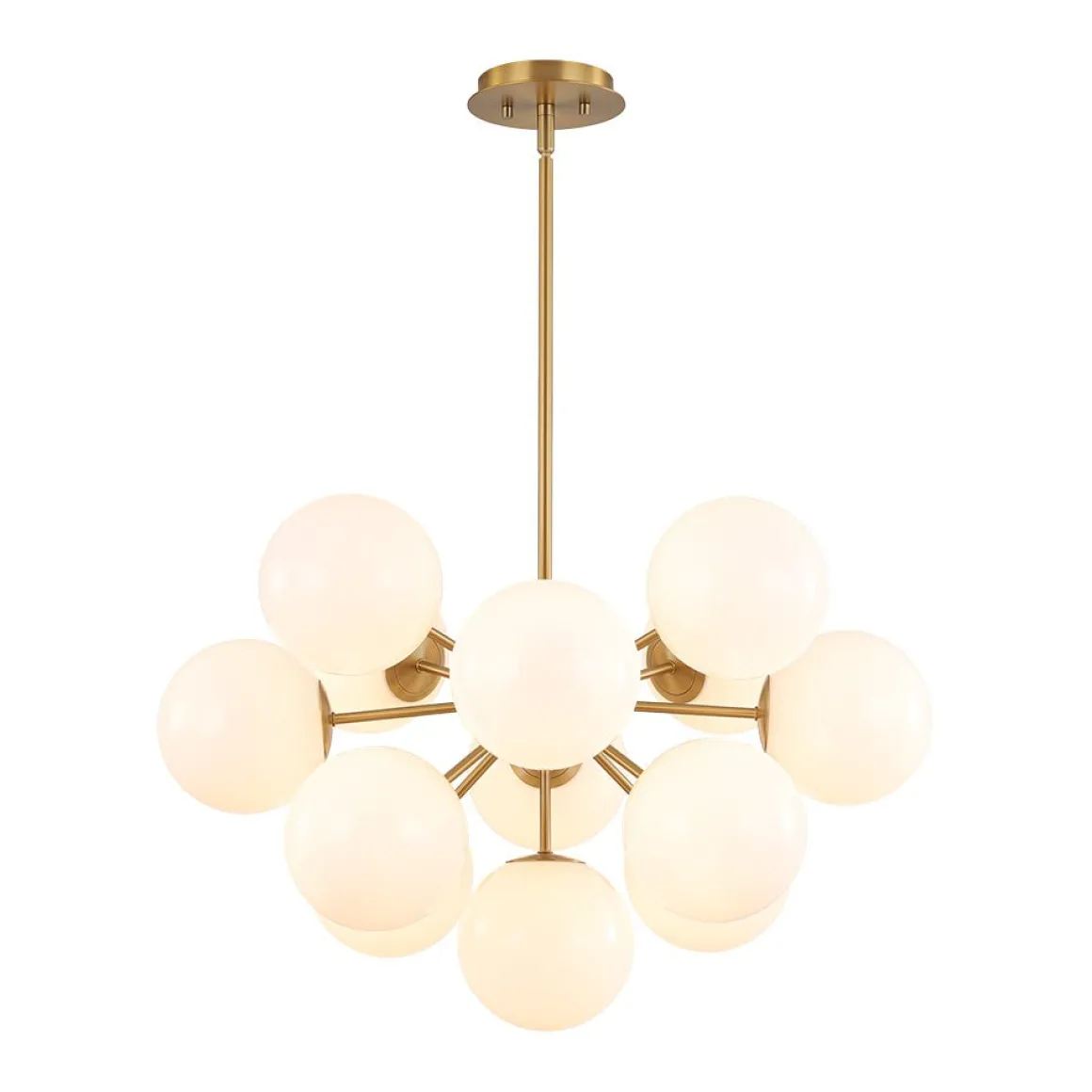 Shine Lustre Opal Glass Bubble Sputnik Semi Flush Chandelier