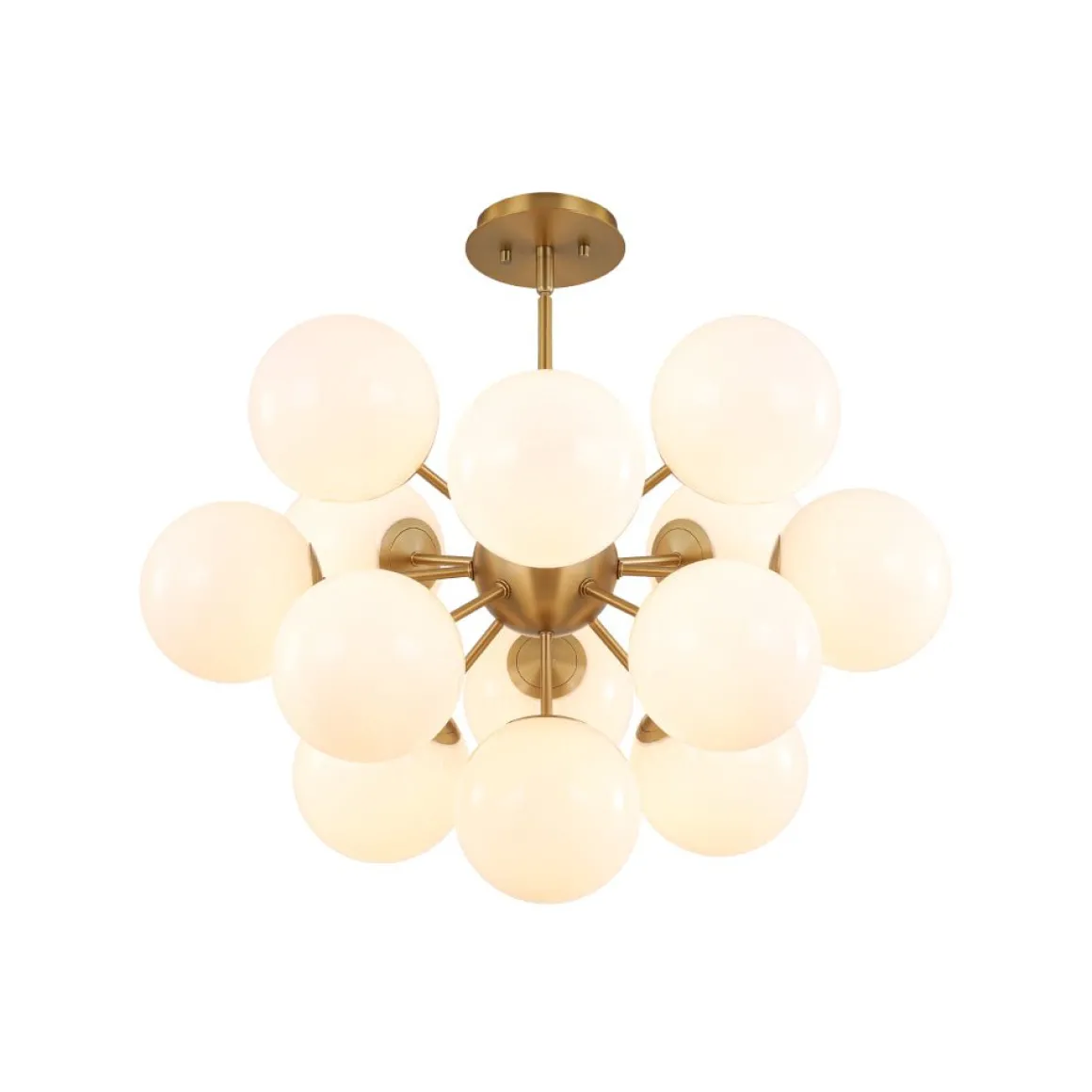 Shine Lustre Opal Glass Bubble Sputnik Semi Flush Chandelier