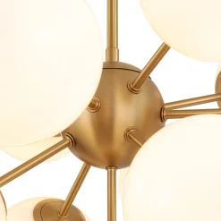 Shine Lustre Opal Glass Bubble Sputnik Semi Flush Chandelier