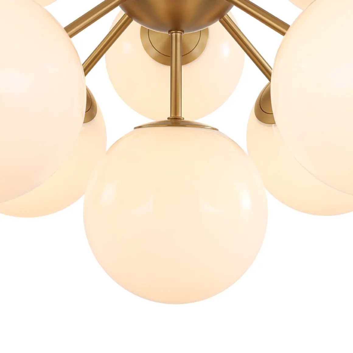 Shine Lustre Opal Glass Bubble Sputnik Semi Flush Chandelier