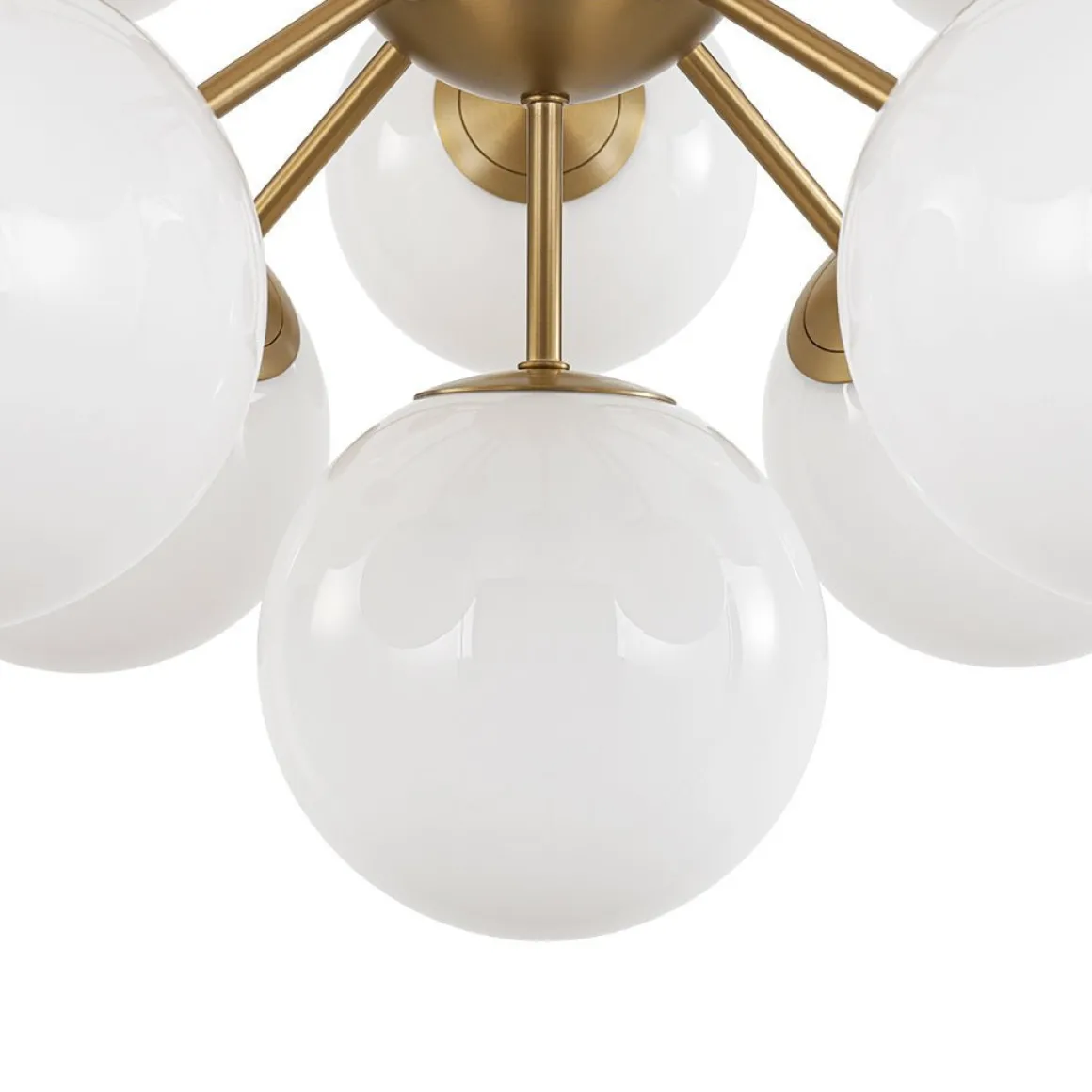 Shine Lustre Opal Glass Bubble Sputnik Semi Flush Chandelier