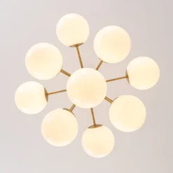 Shine Lustre Opal Glass Bubble Sputnik Semi Flush Chandelier