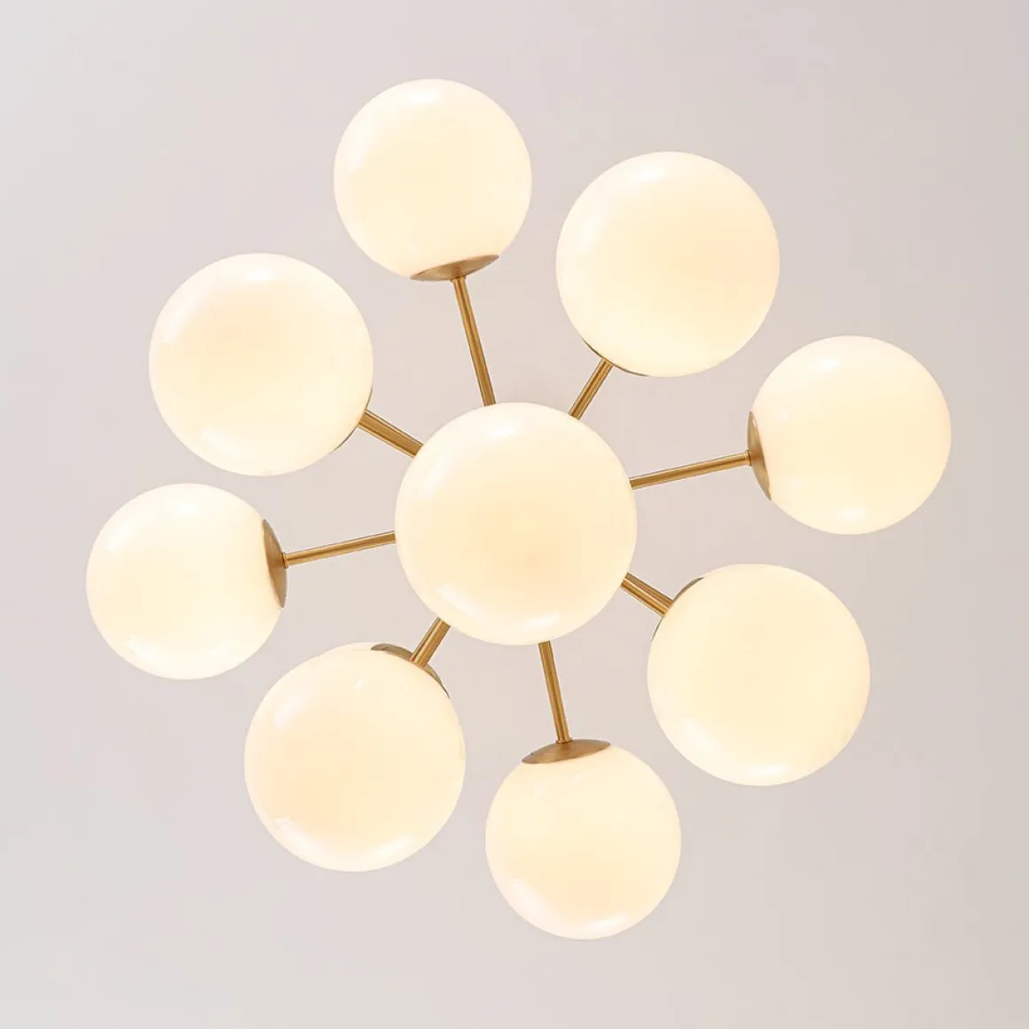 Shine Lustre Opal Glass Bubble Sputnik Semi Flush Chandelier